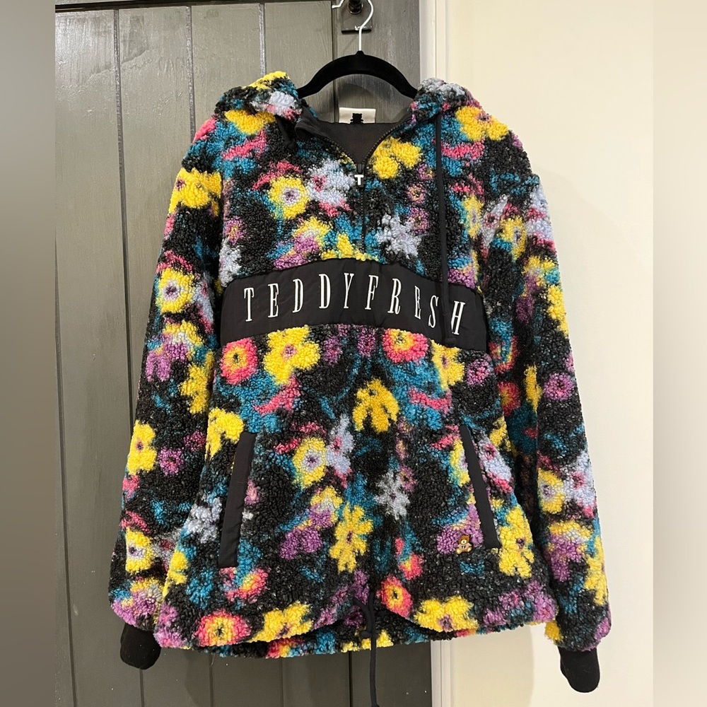 Teddy Fresh Floral Sherpa Half-Zip Hoodie